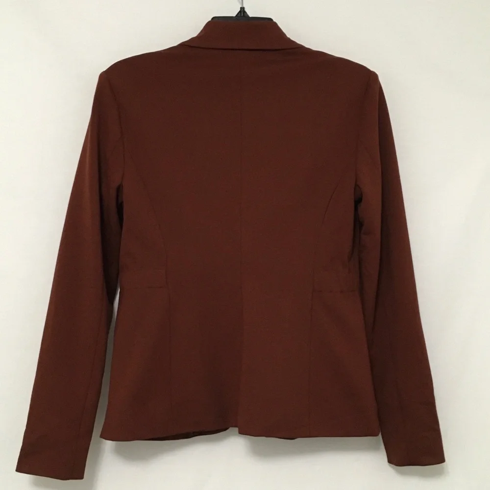 INC International Concepts Womens S Deep Sienna Brown Chain Trim Blazer Jacket - Picture 2 of 12